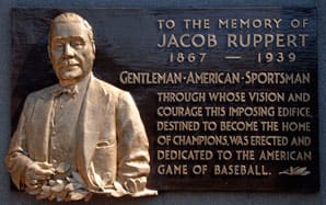 Jacob Ruppert will now have a plaque in Cooperstown to go with the one he has at Monument Park in Yankee Stadium. (Icon SMI)